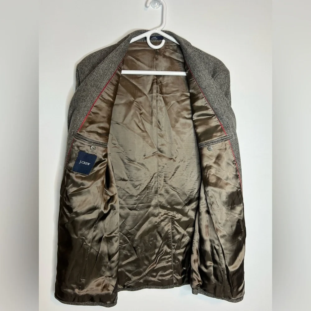 J.Crew Wool Blazer Men’s 39R Tweed / Herringbone Sports Coat Jacket In Brown - Picture 10 of 13